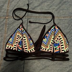 PINK Aztec print bikini top